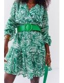 Chiffon dress with a wide belt, green FG636 - Online store - Boutique